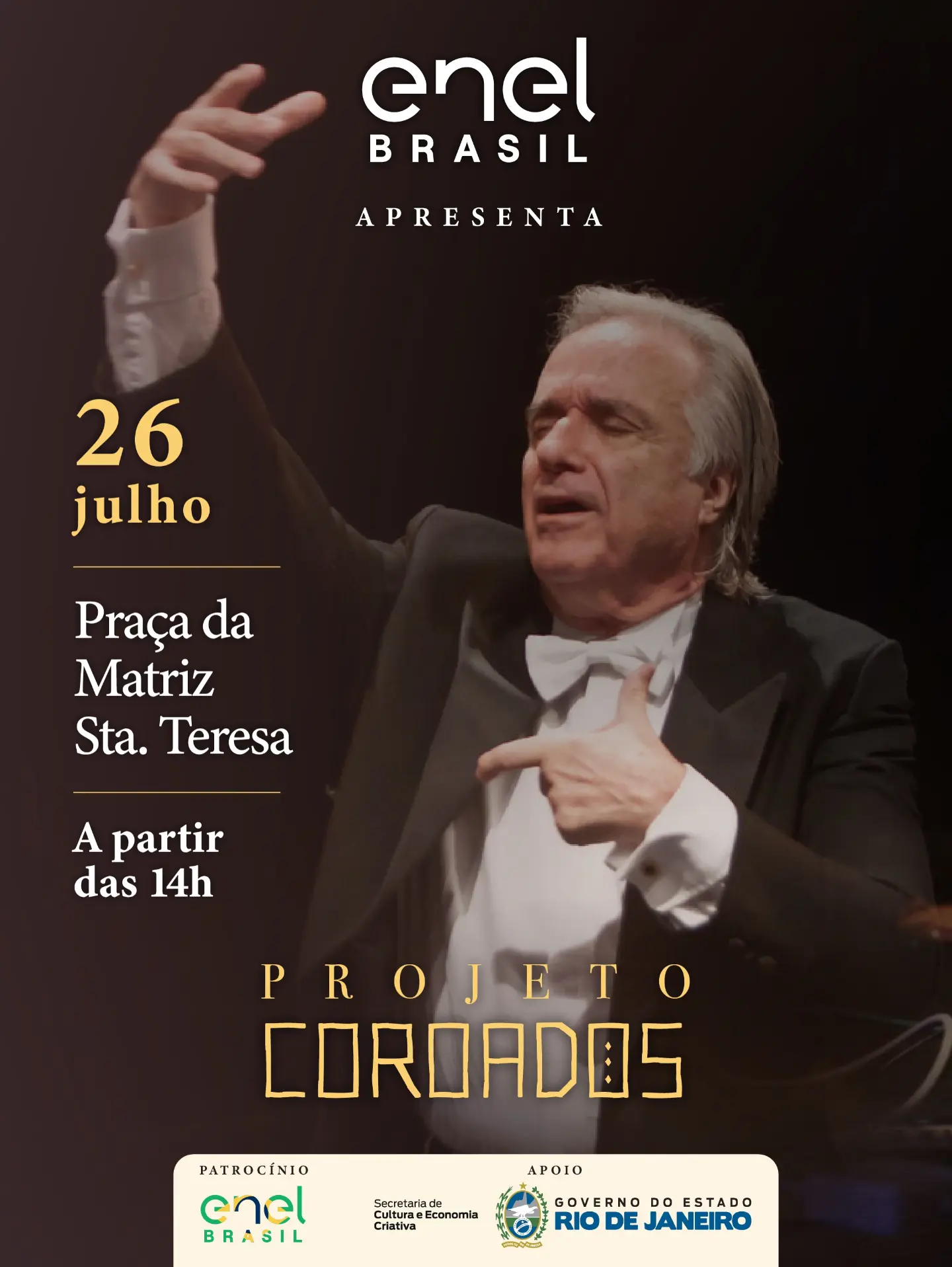 Música clássica na praça: Teresópolis recebe o Projeto Coroados, com o Maestro João Carlos Martins