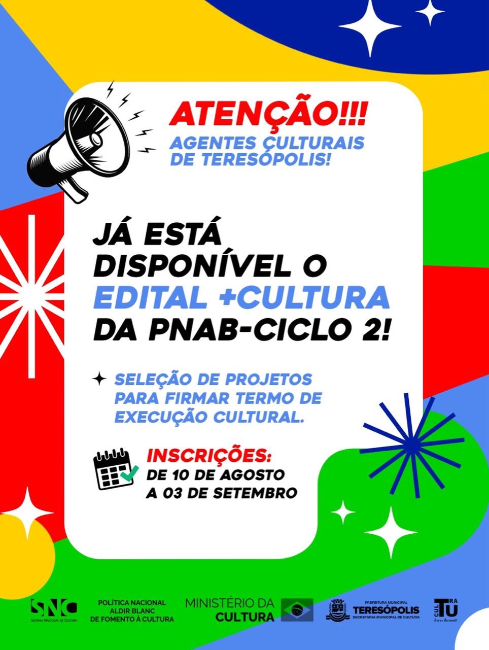 PNAB Ciclo 2: Com inscrições abertas, o Edital +Cultura será apresentado nesta segunda, dia 10, aos agentes culturais em Teresópolis  