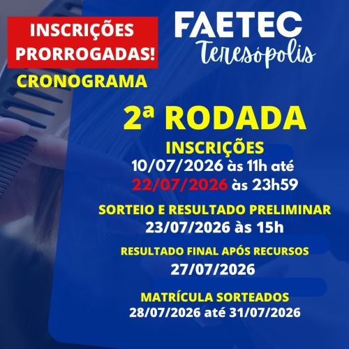 Faetec Teresópolis inscreve até quarta, dia 22, para mais de 20 cursos gratuitos